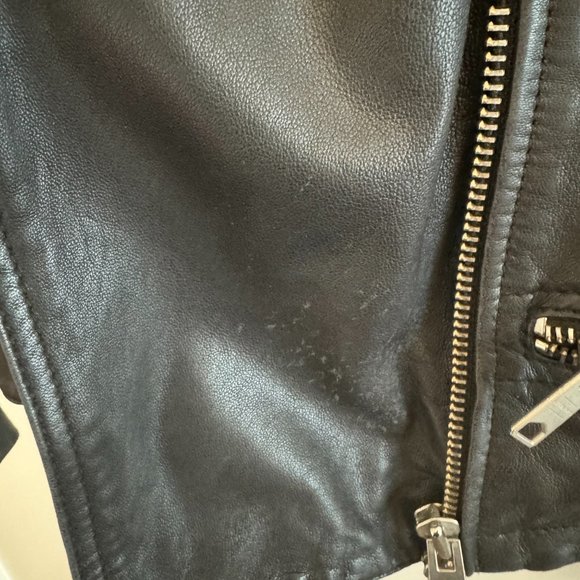 AllSaints Ink (Dark Navy) Leather Jacket Size US 6/ UK 10 - Picture 4 of 5